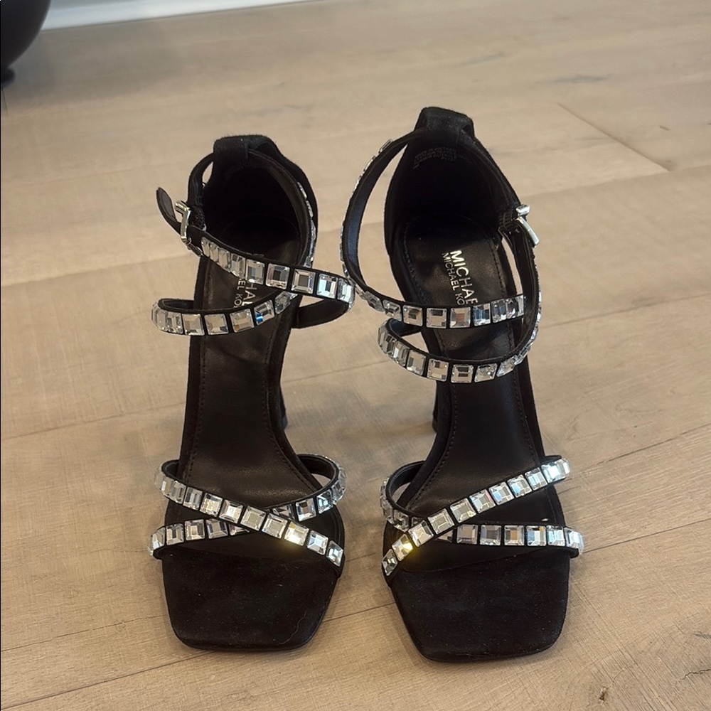 Michael Kors Silver Embellished Black Heels